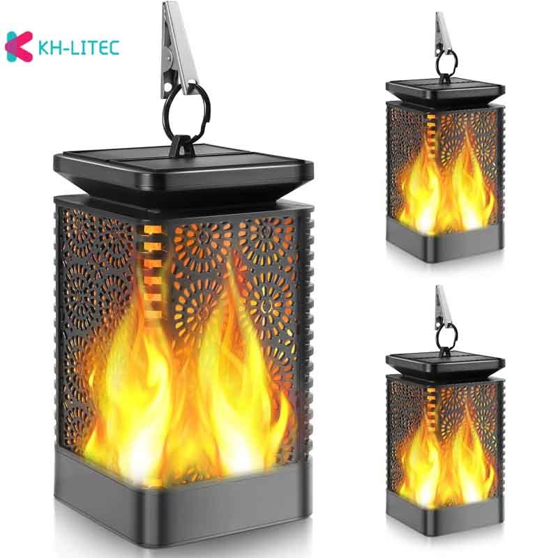 Solar Hanging Flame Torch Lights Flickering Light Waterproof Garden .