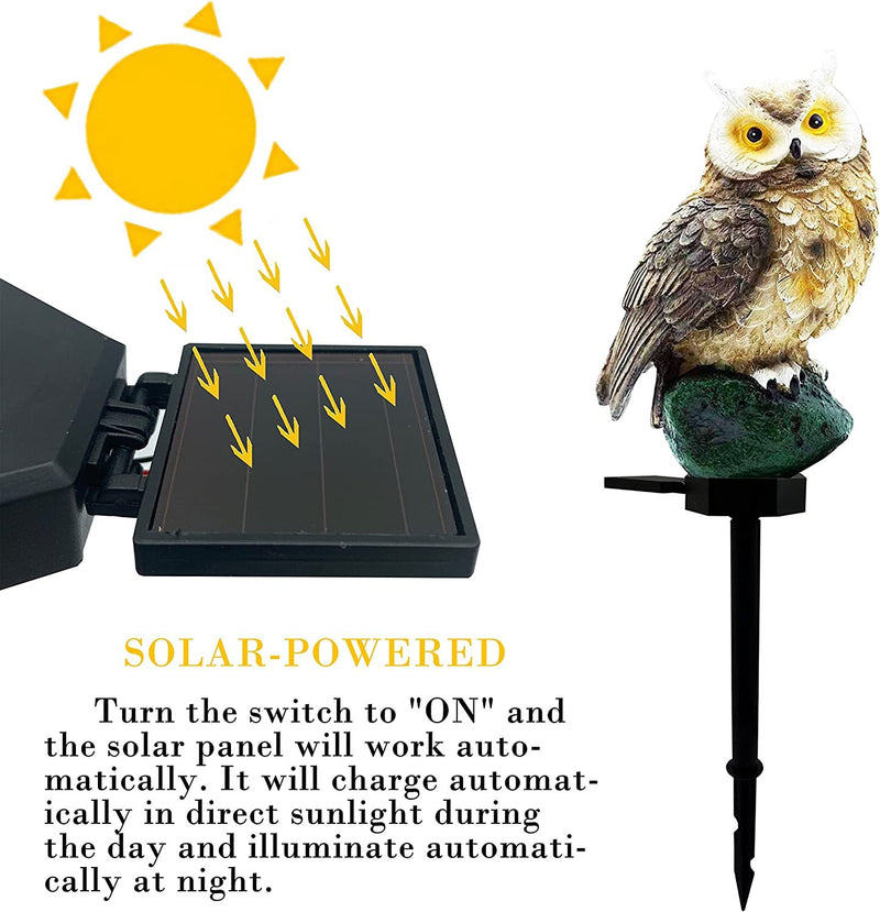 Solar Garden Light Outdoor, Owl Solar Garden Stake Light, Waterproof Warm White