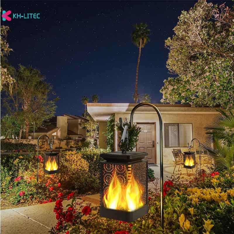 Solar Hanging Flame Torch Lights Flickering Light Waterproof Garden .
