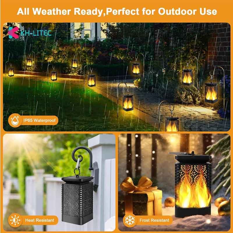 Solar Hanging Flame Torch Lights Flickering Light Waterproof Garden .