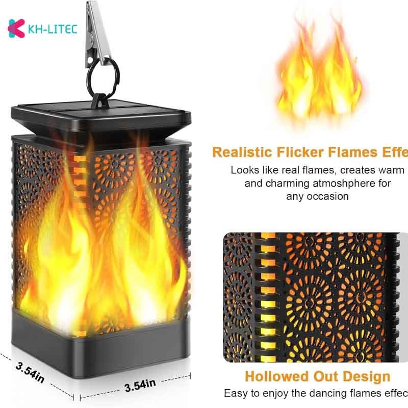Solar Hanging Flame Torch Lights Flickering Light Waterproof Garden .