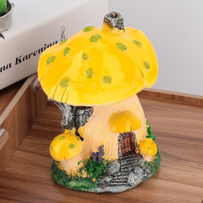 1Pc Mushroom House Sculpture Lawn Garden Art Decoration